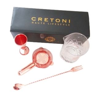 NEW Cretoni Haute Lifestyle Crystal /  Copper Bar Mixing Set